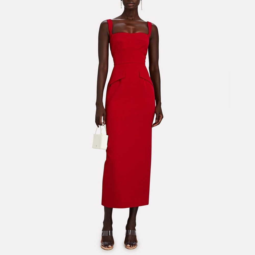 NWT Saloni Rachel B Midi Sheath Dress Red Size 0